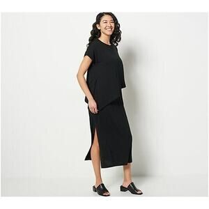 ATTITUDES BY RENEE NEW $63 Parisian Jersey Midi Dress Black Medium